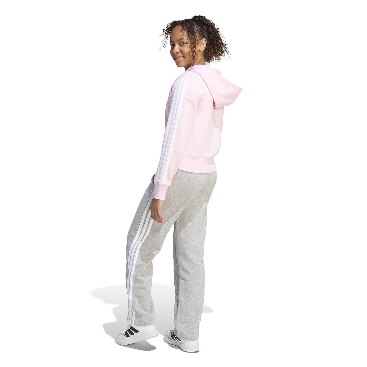 Trainingspak in geruwd molton Junior grijs/roze, ADIDAS SPORTSWEAR