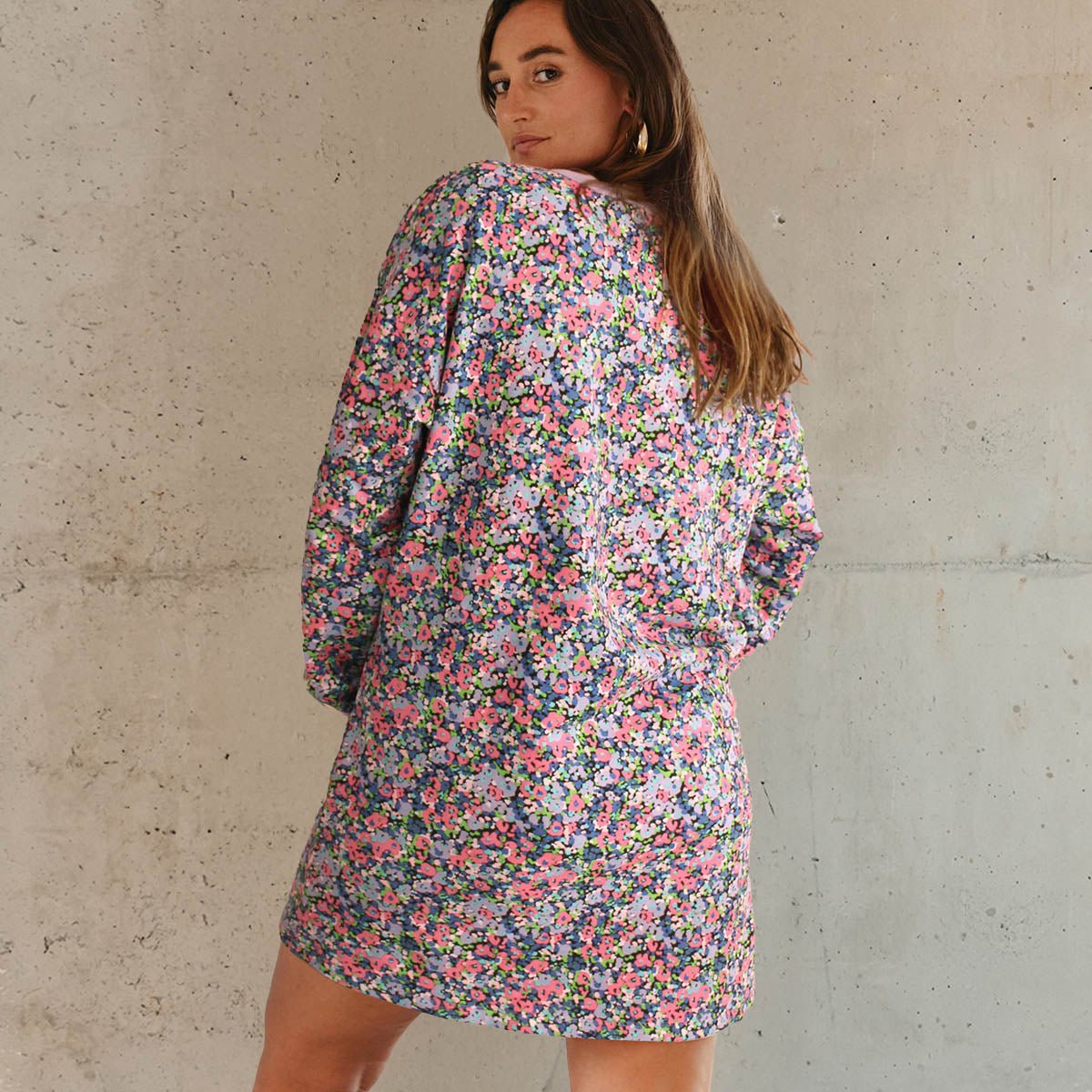 Robe Sweat Coton Bio IMPRIMÉ Confettis confettis violet, WE ARE JOLIES