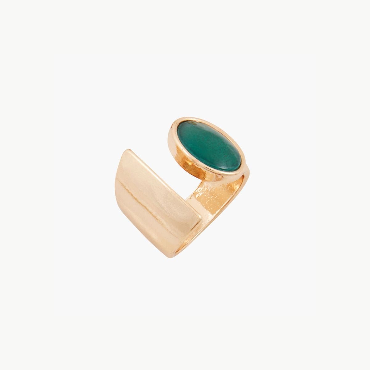 Bague ouverte ovale avec nacre verte vert, BALABOOSTE
