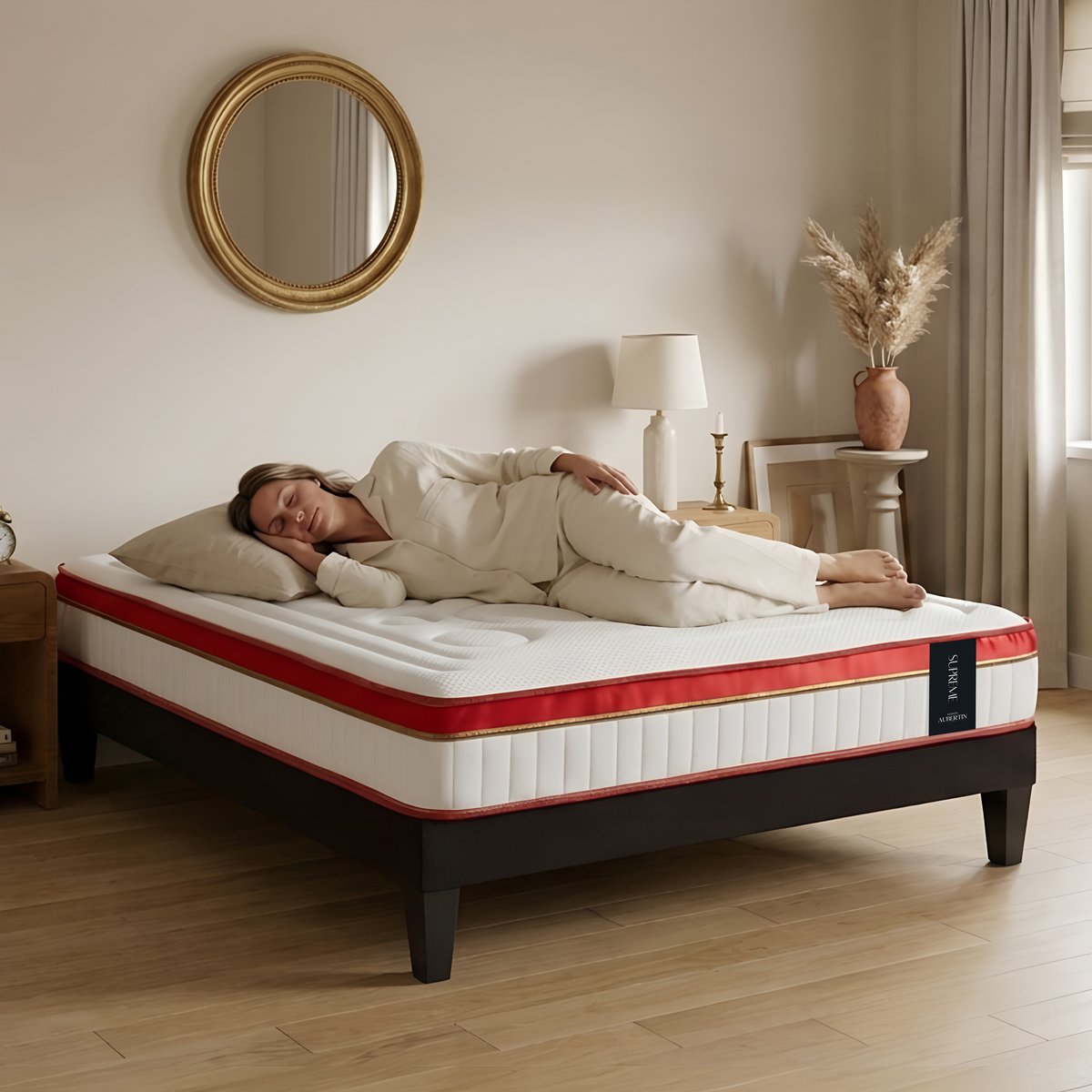Matelas Mémoire SUPREME - 24 cm d'épaisseur - Accueil ferme, soutien ferme blanc, MAISON AUBERTIN