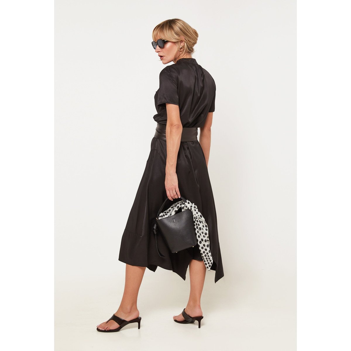 Robe longue chemisier manches courtes noir, RODIER