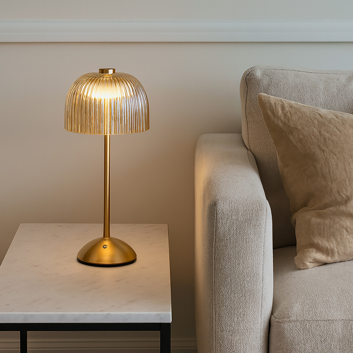 Erin Glass LED Rechargable Table Lamp gold-coloured, SO'HOME