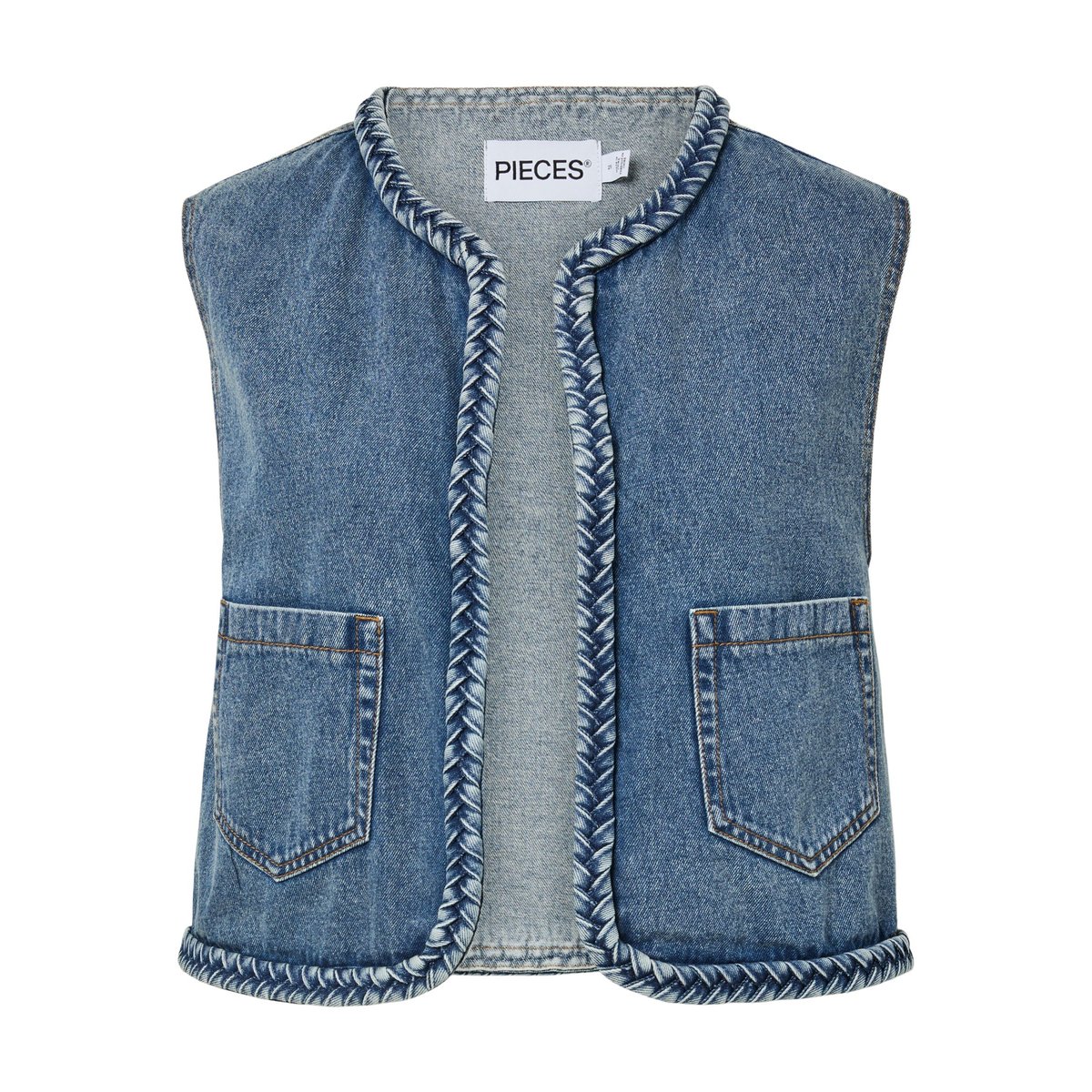 Gilet En Denim light blue denim, PIECES