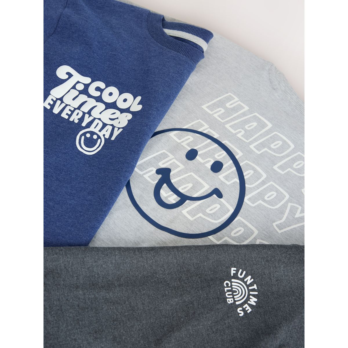 Pyjama décontracté, lot de 3 slogan bleu/gris, NEXT