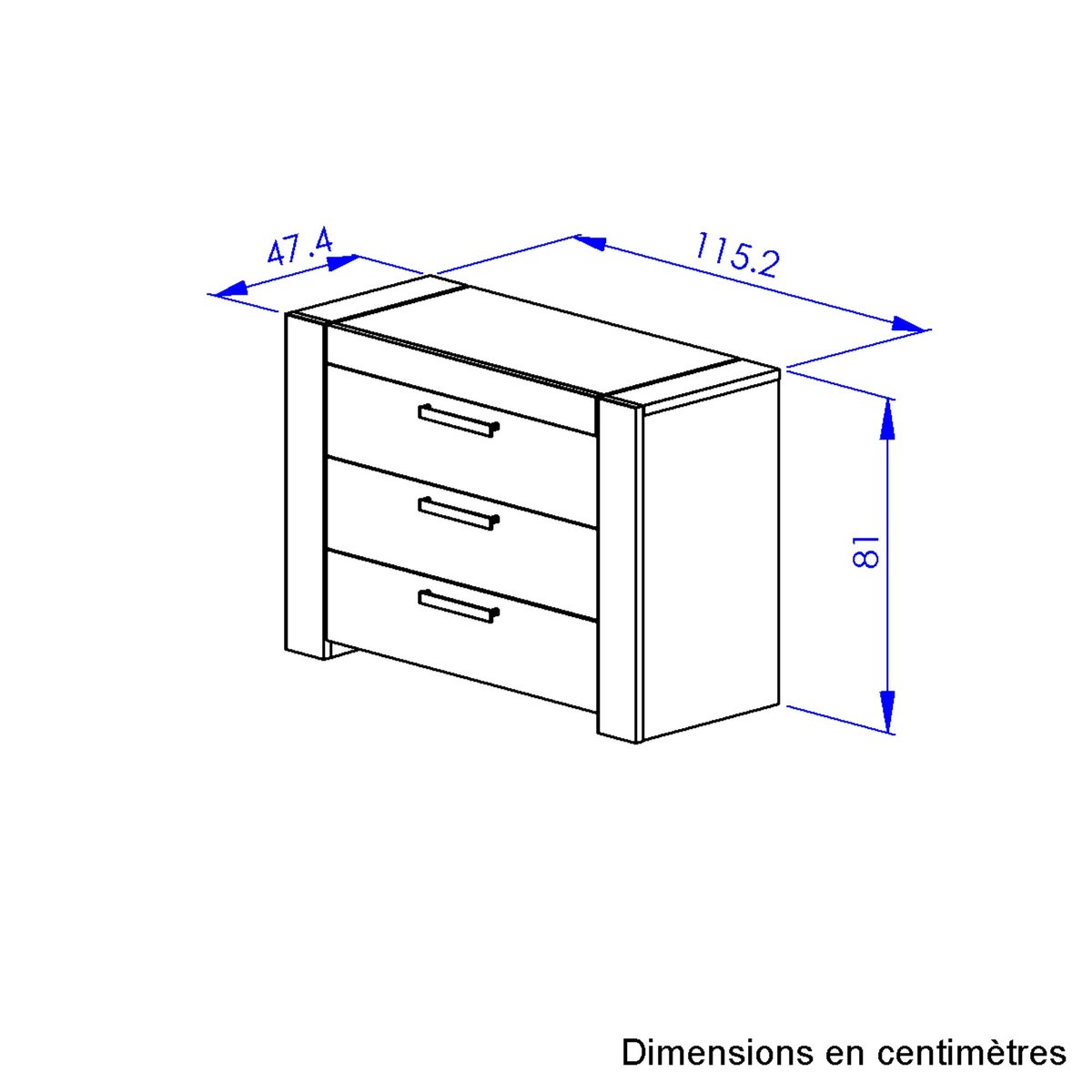 Commode 3 tiroirs SOFIA beige, GAMI