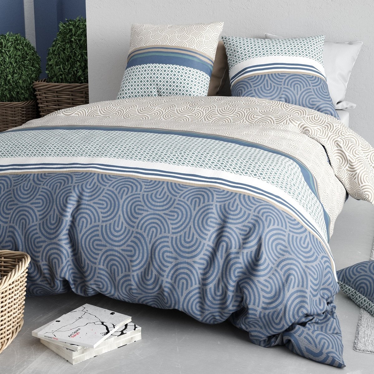 Parure de lit - Housse de couette Coton 57 fils multicolore, EDEN