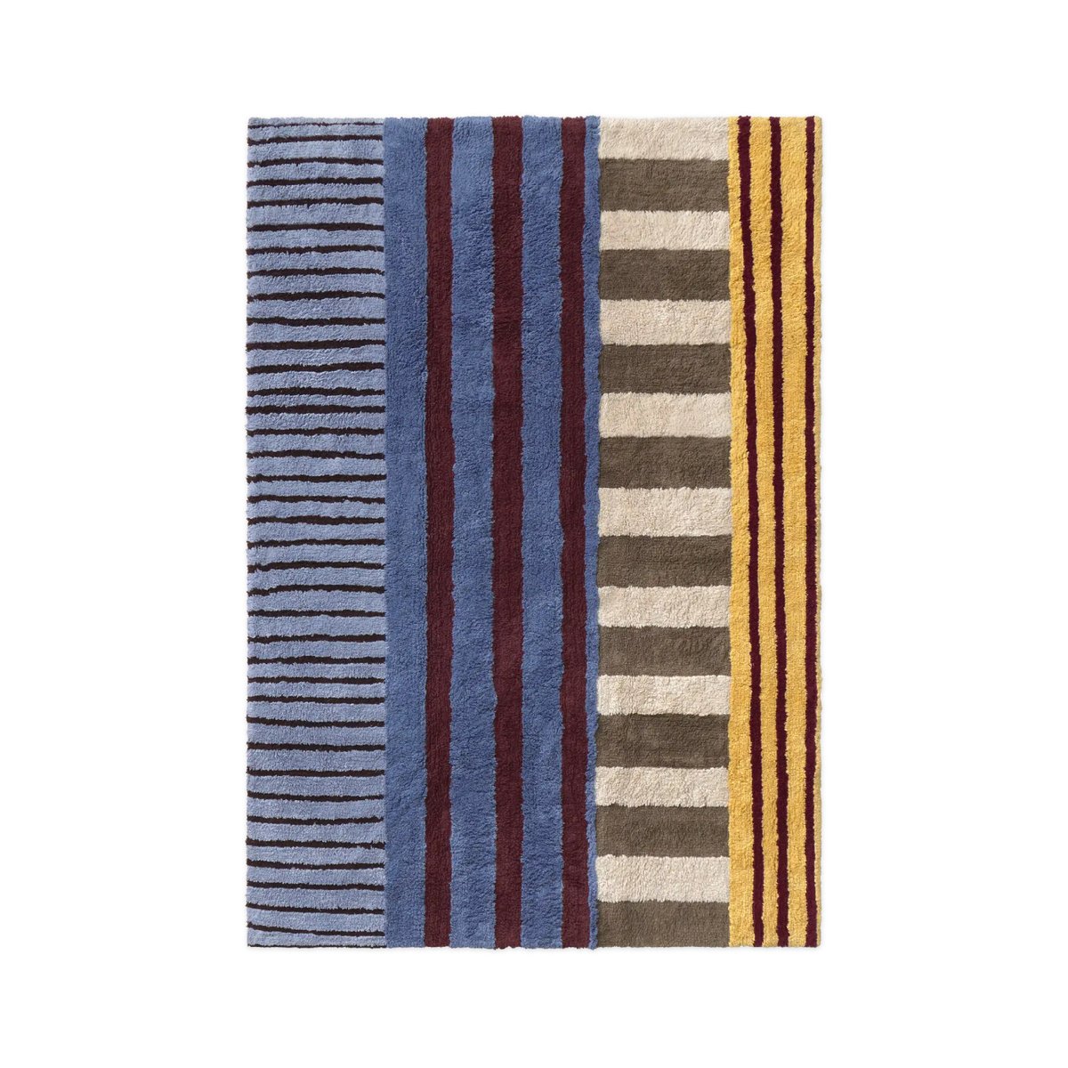 Tapis rectangulaire en coton Indigo Blue COLOR ON naturel, bleu anil, grain de café, bleu jean, marsala, brun terre, bourgogne, miel clair, LORENA CANALS