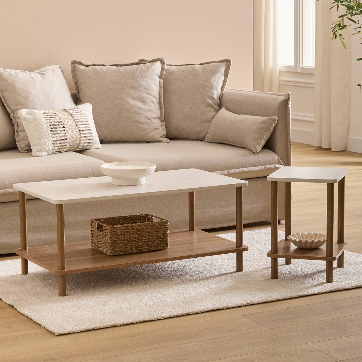 Table d'appoint effet marbre COME marron, 5FIVE SIMPLY SMART