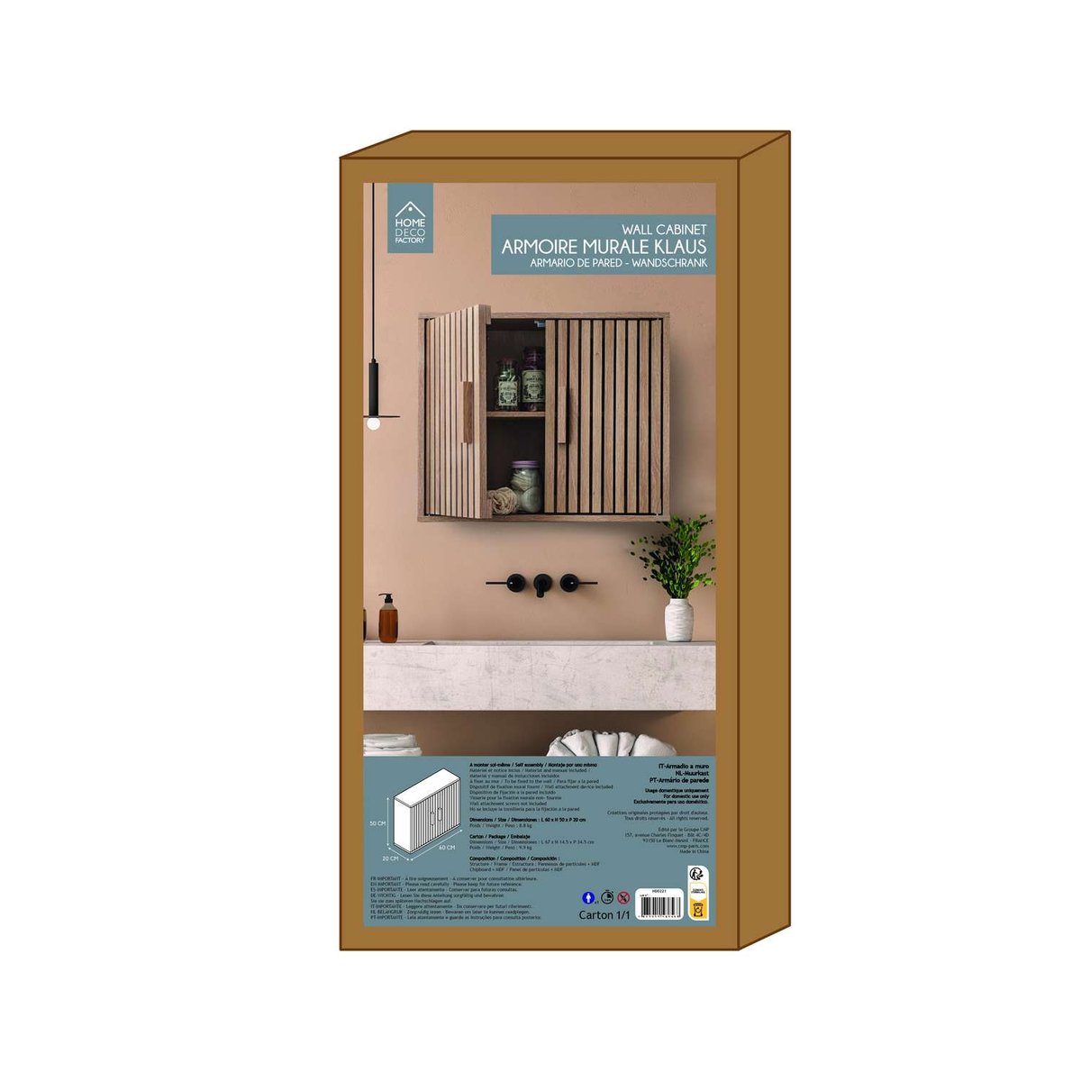 Armoire murale 2 portes en bois SAULK marron, THE HOME DECO FACTORY