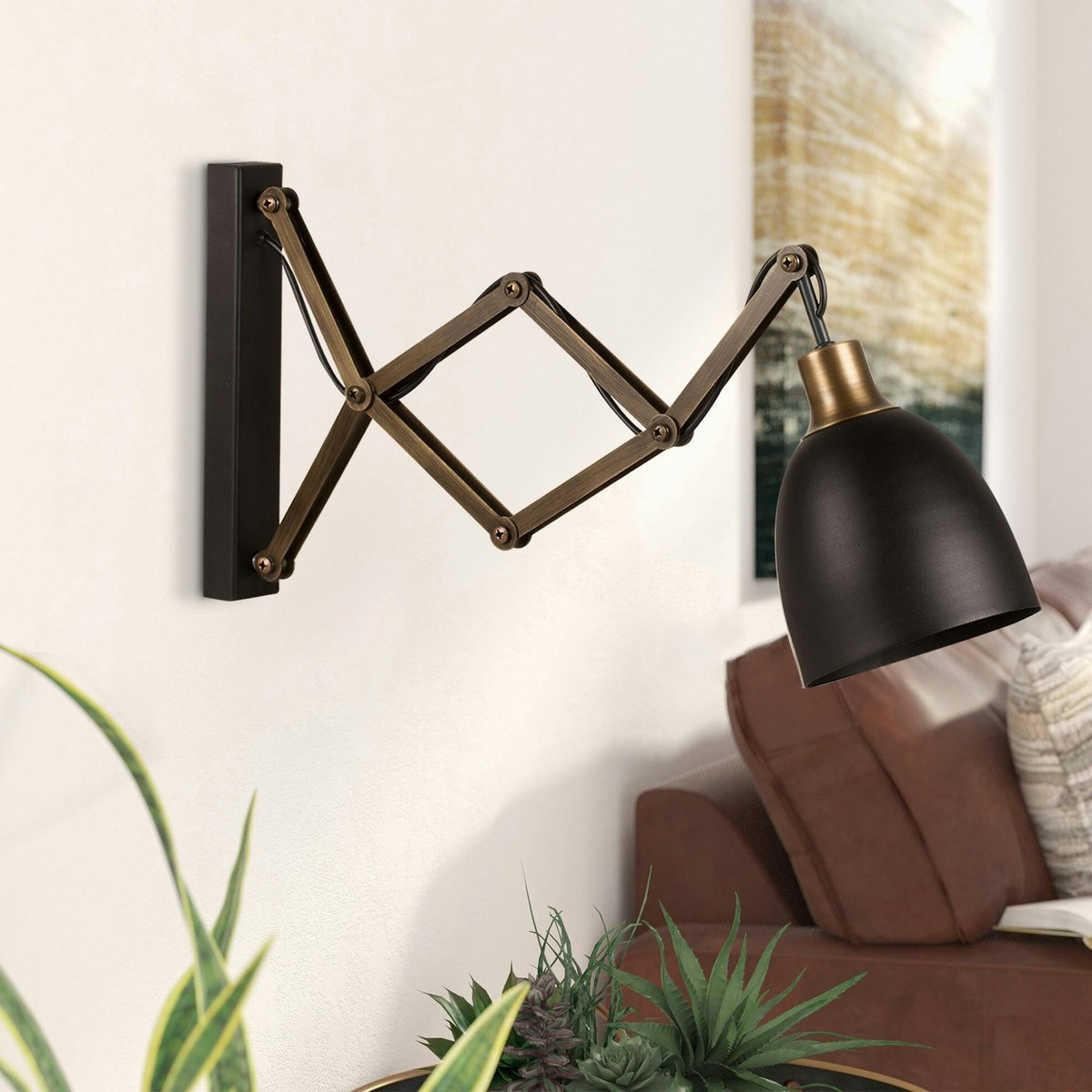 Applique murale vintage noire, accordéon métal vieilli SILE noir, PIER IMPORT