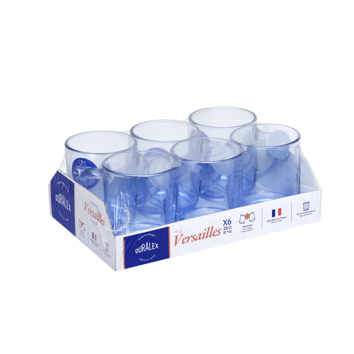 Mug Versailles Lys marine 26 cl (lot de 6) bleu, DURALEX