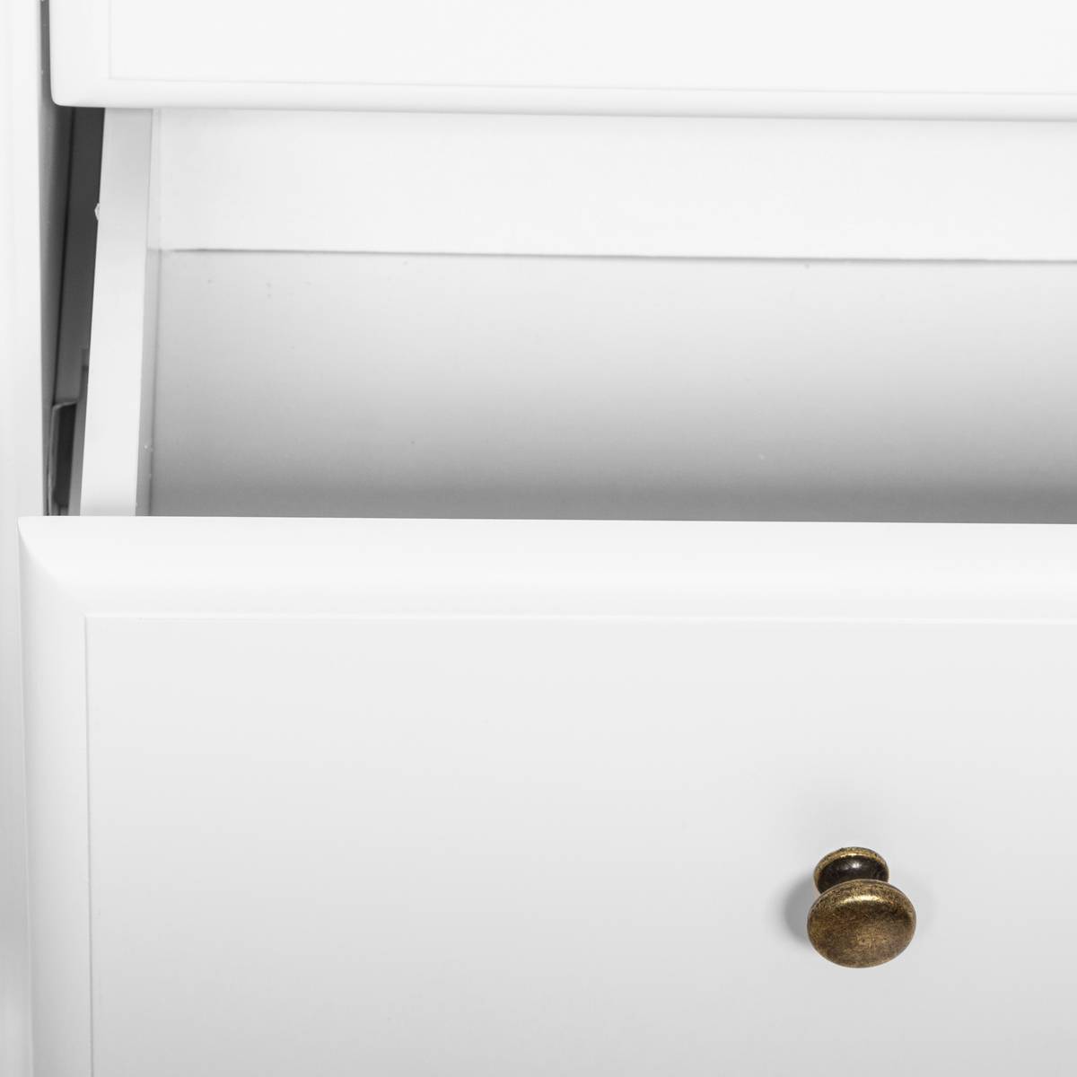 Console 2 tiroirs avec étagère en bois et frêne SOLEN blanc, ATMOSPHERA