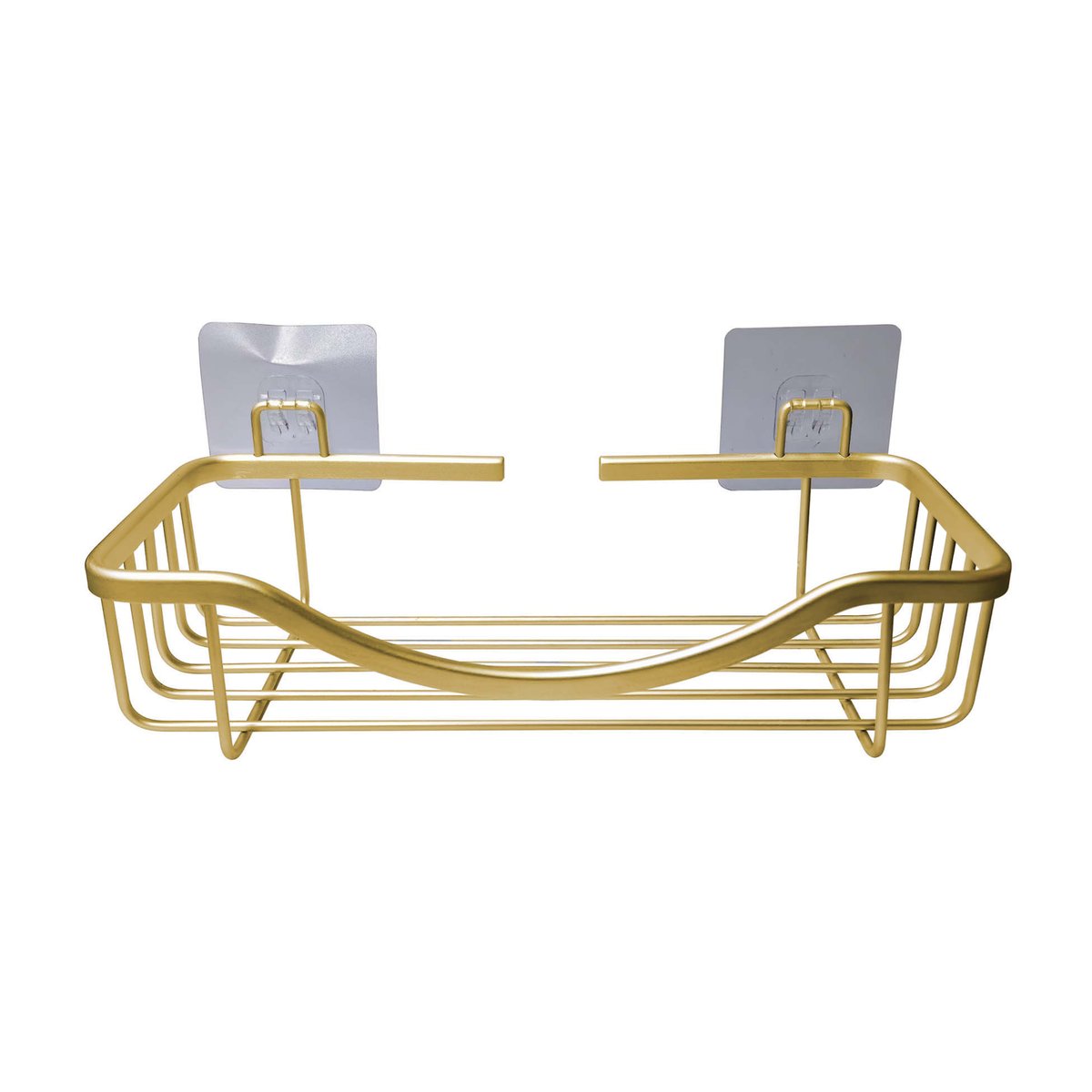 Panier de douche adhésif en aluminium filaire sans perçage jaune, DOUCEUR D'INTÉRIEUR