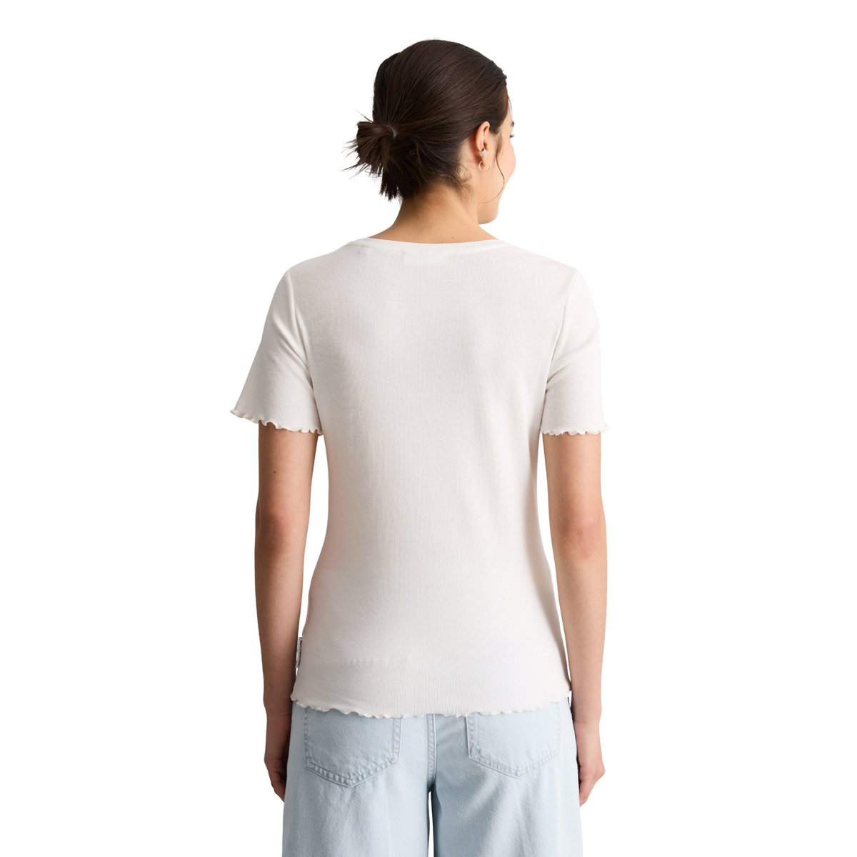 T-shirt slim en jersey stretch de coton bio blanc naturel, MARC O’POLO DENIM