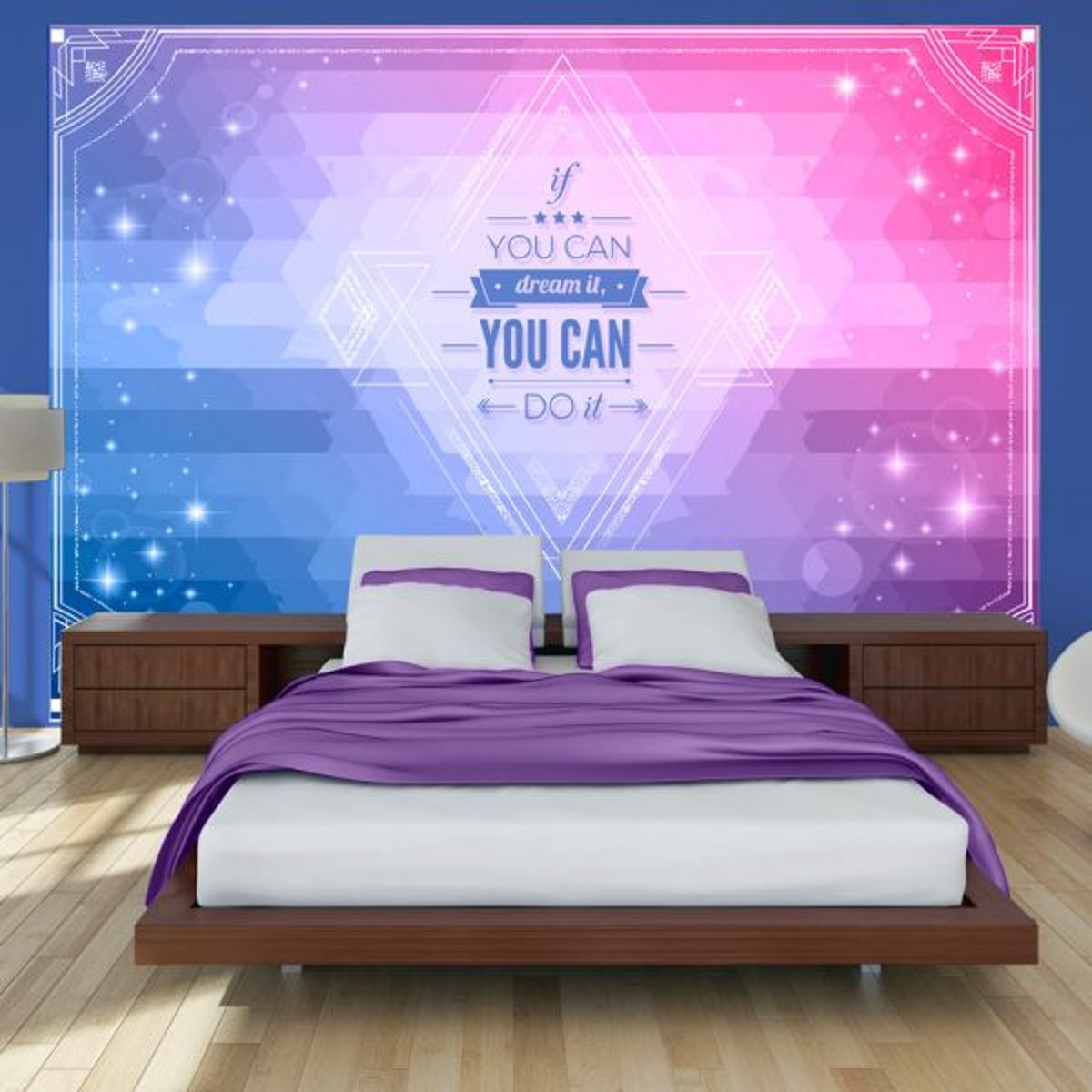 Papier peint intissé panoramique Textes If you can dream it, you can do it! bleu, EDEN