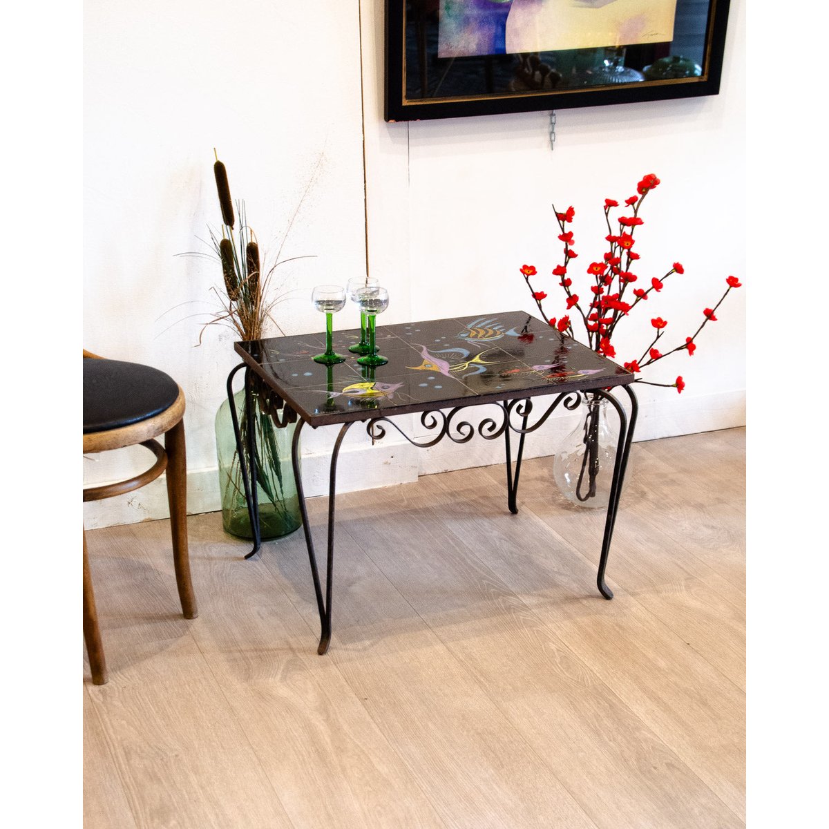Table basse en céramique Vallauris Donna N°991 - Bon état noir, DEBONGOUT