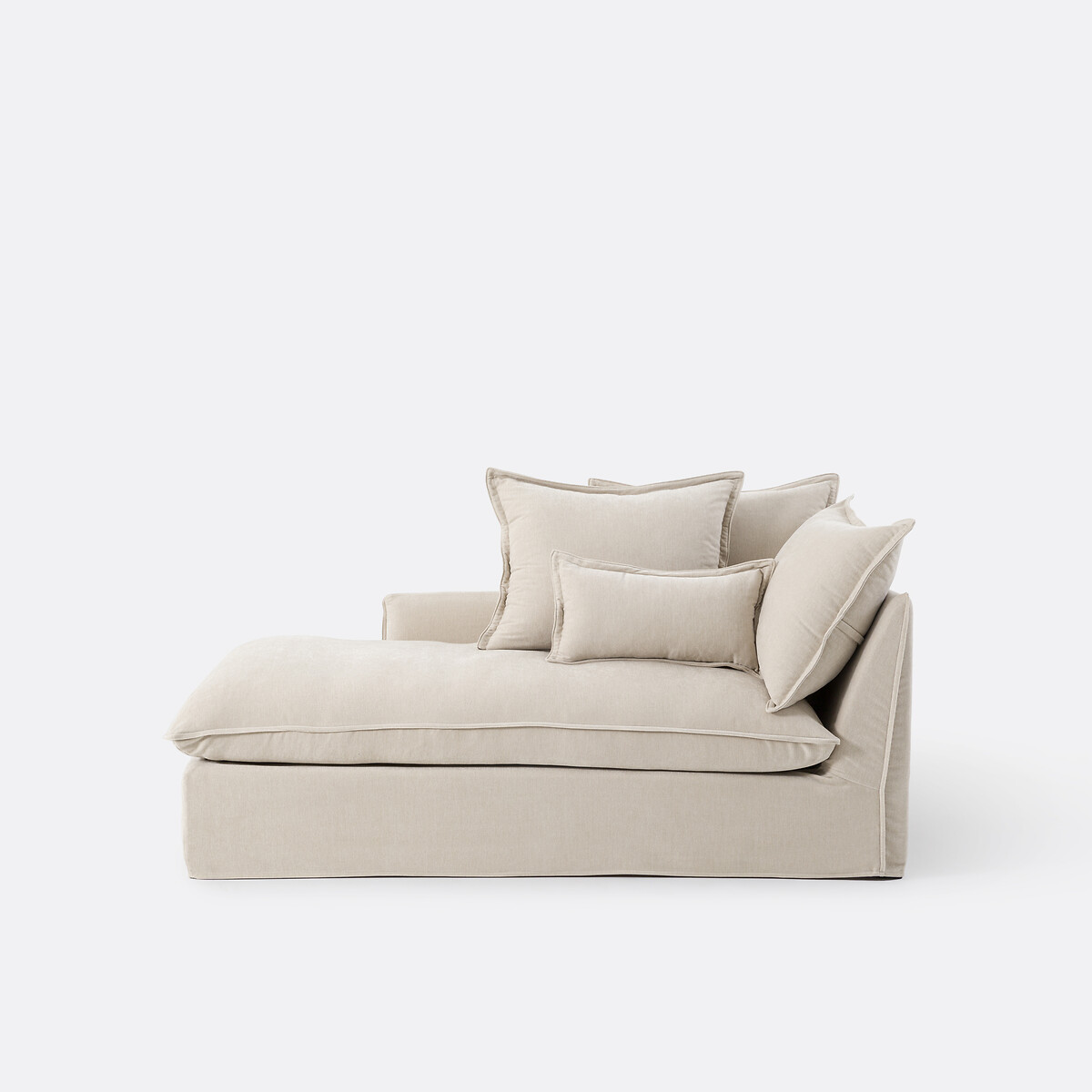 Méridienne gauche, déhoussable, en polyester chiné, ODNA beige, LA REDOUTE INTERIEURS