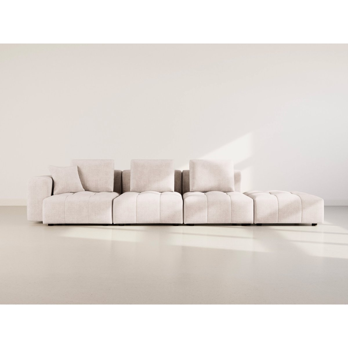 Canapé modulable d'angle velours texturé, COLETTE beige, BEST MOBILIER