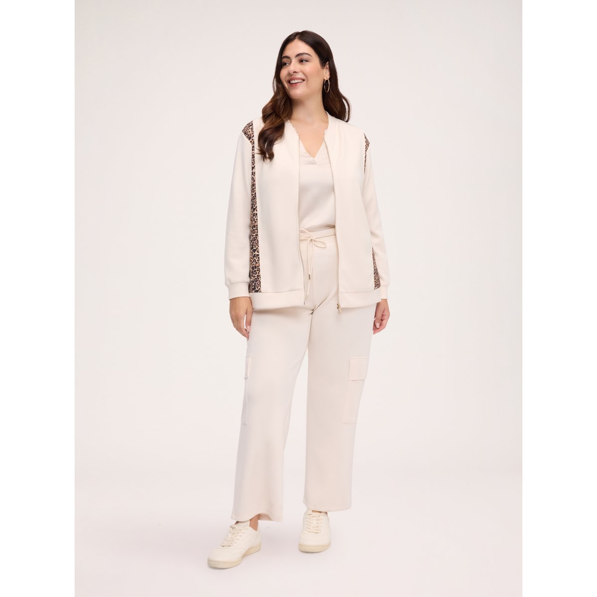 Pantalon cargo à imprimé tacheté beige, FIORELLA RUBINO