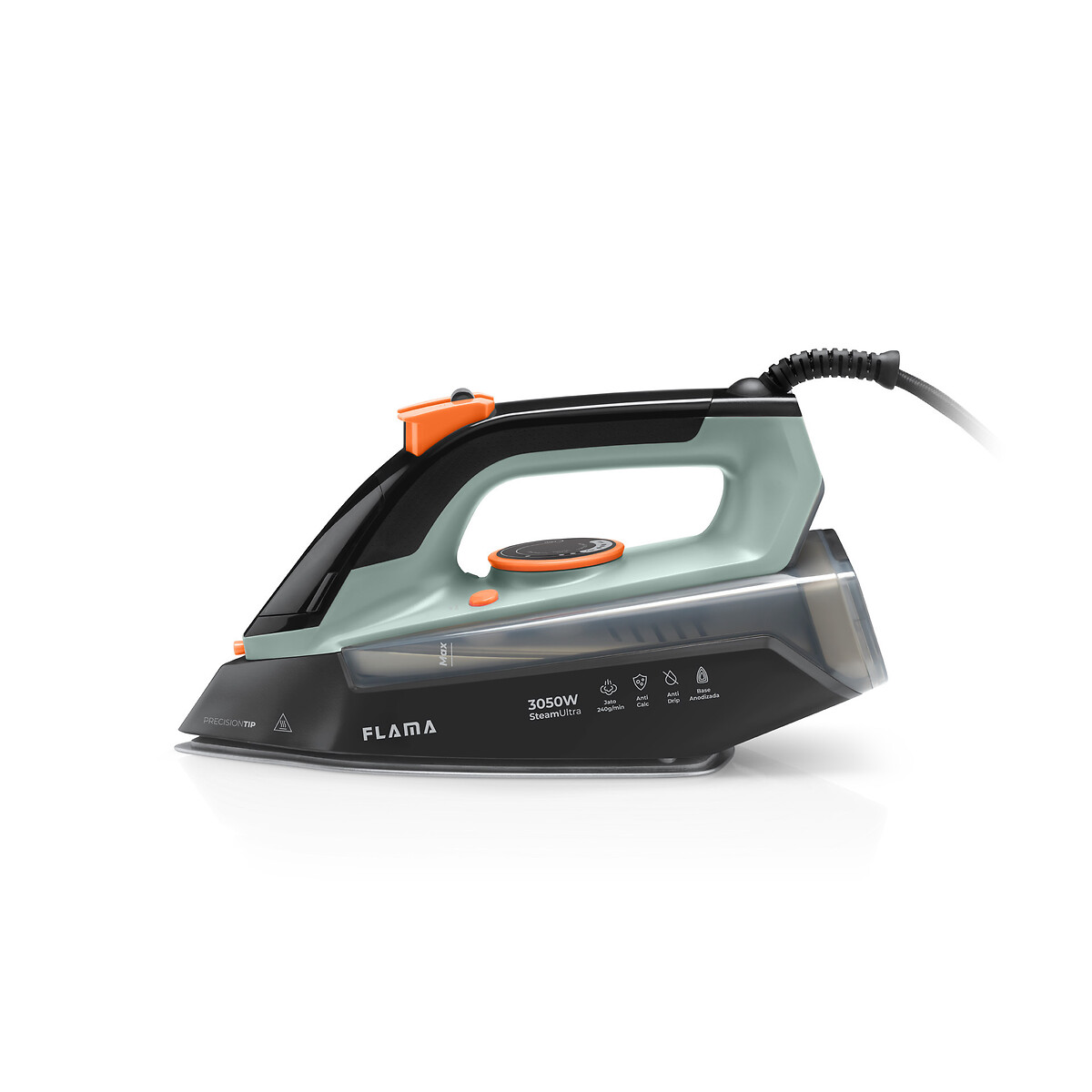 Ferro a Vapor SteamUltra AnodizedPlate 3050W Verde 5397FL, FLAMA preto/verde, FLAMA