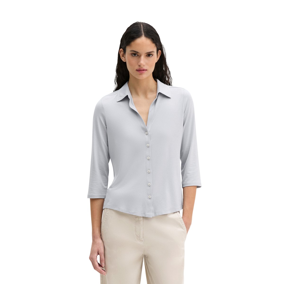 Blouse en jersey regular en LENZING™ ECOVERO™ gris, MARC O'POLO