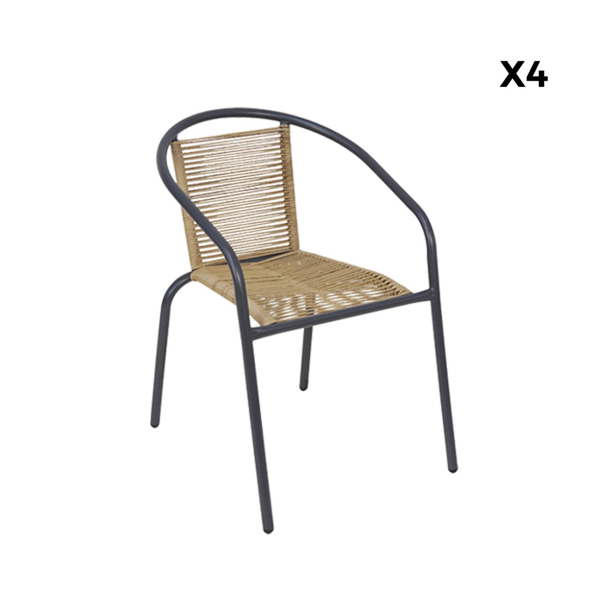Fauteuil de jardin acier et résine (lot de 4) TONALA anthracite, SWEEEK