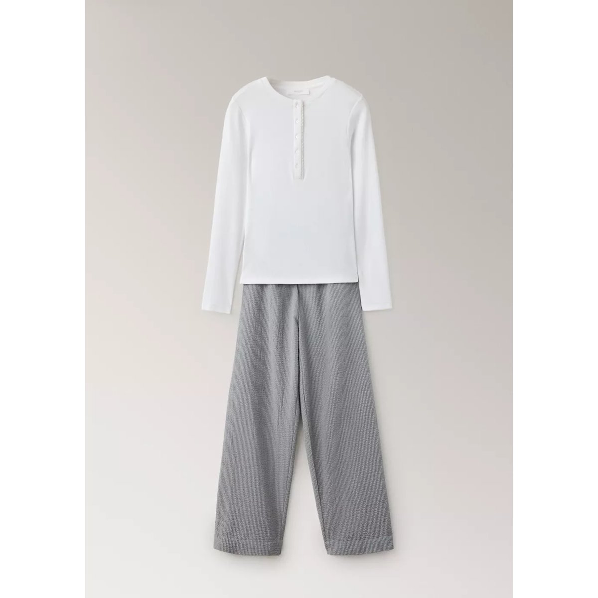 Pyjama deux pièces rayures seersucker bleu, MANGO