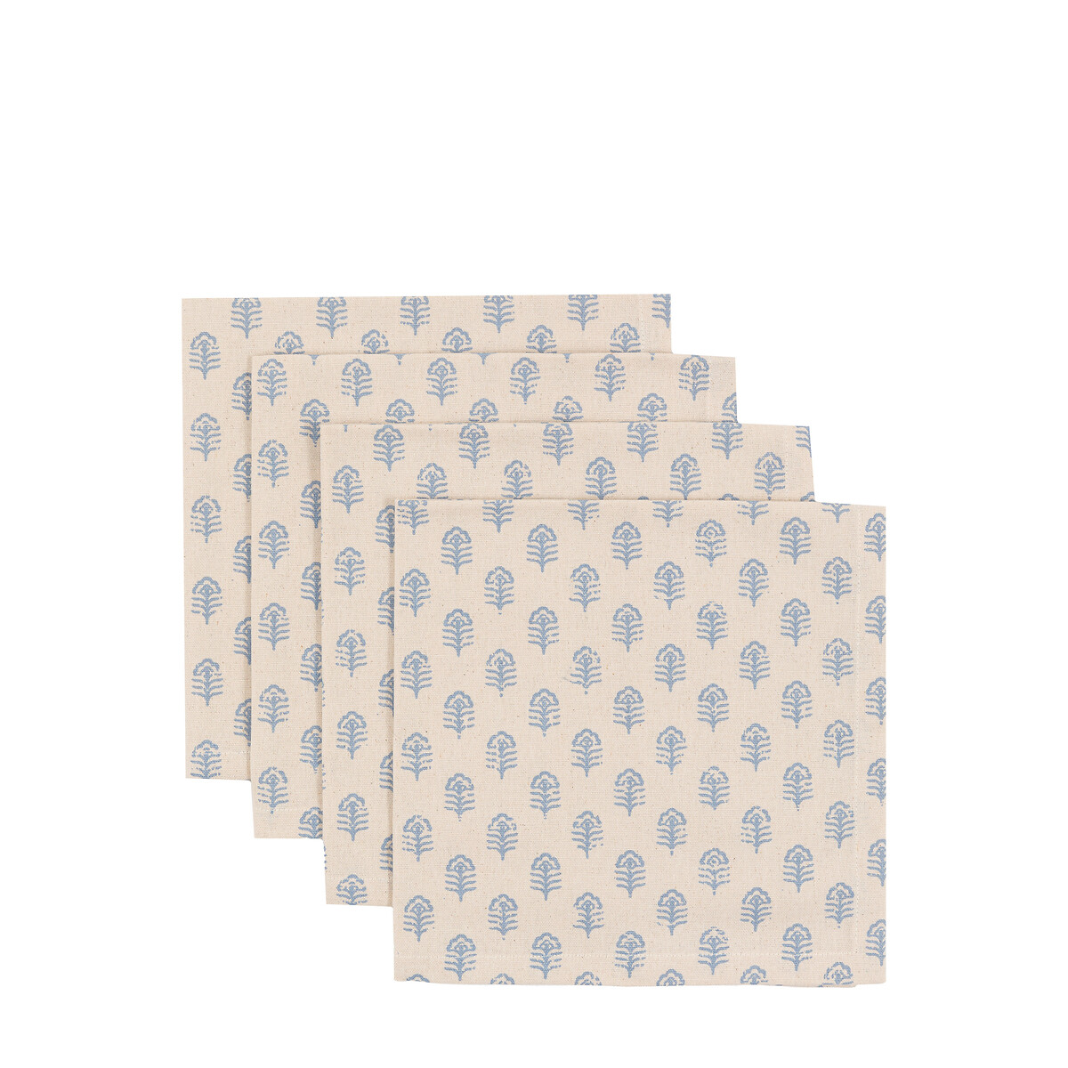 Set of 4 Flora Floral Stamp Napkins blue, ÉDITÉ