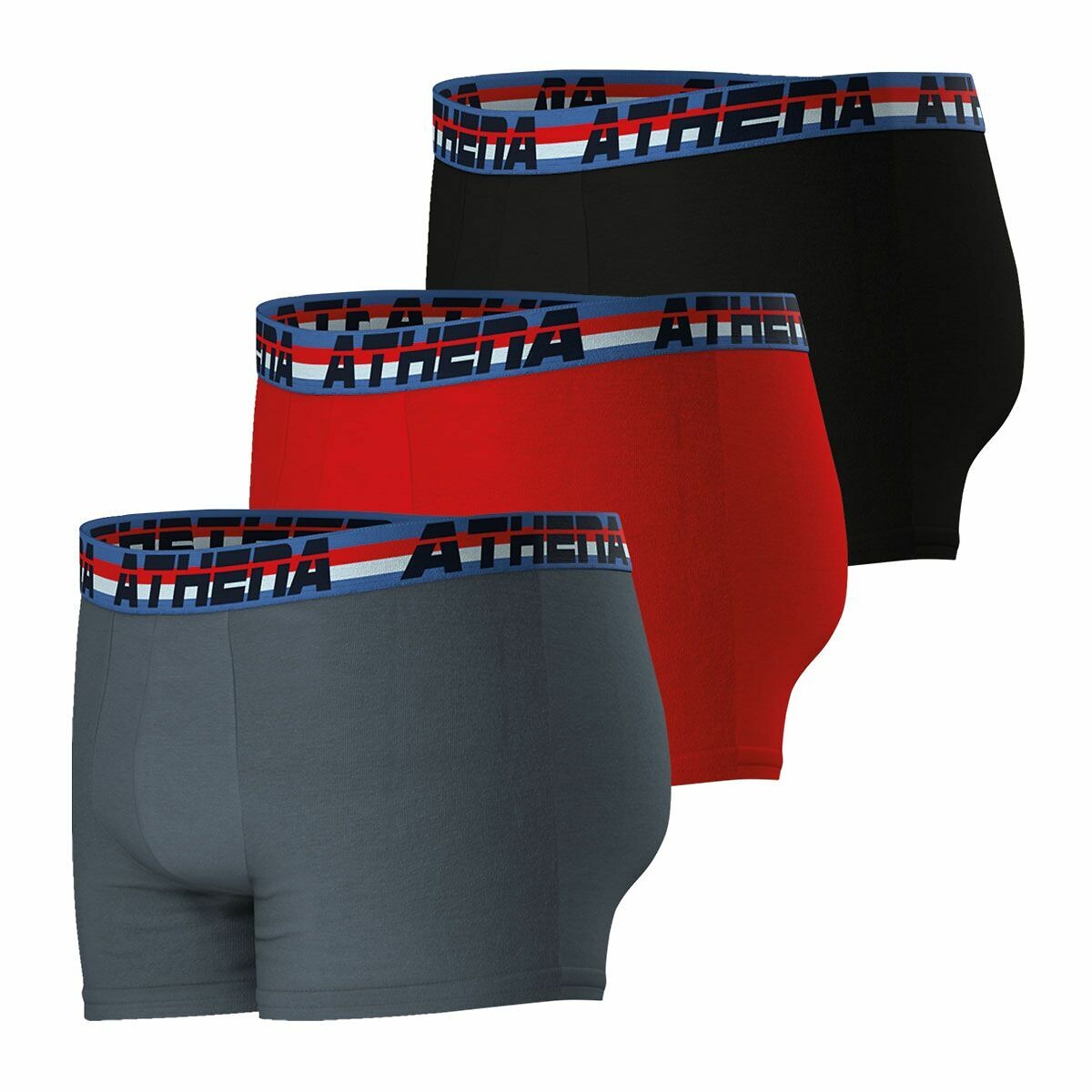 Lot de 3 boxers Full Stretch noir + rouge + noir, ATHENA