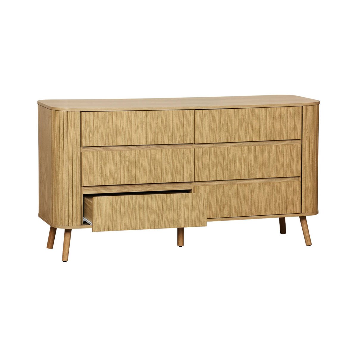 Commode décor bois strié 6 tiroirs LEGACY naturel, SWEEEK