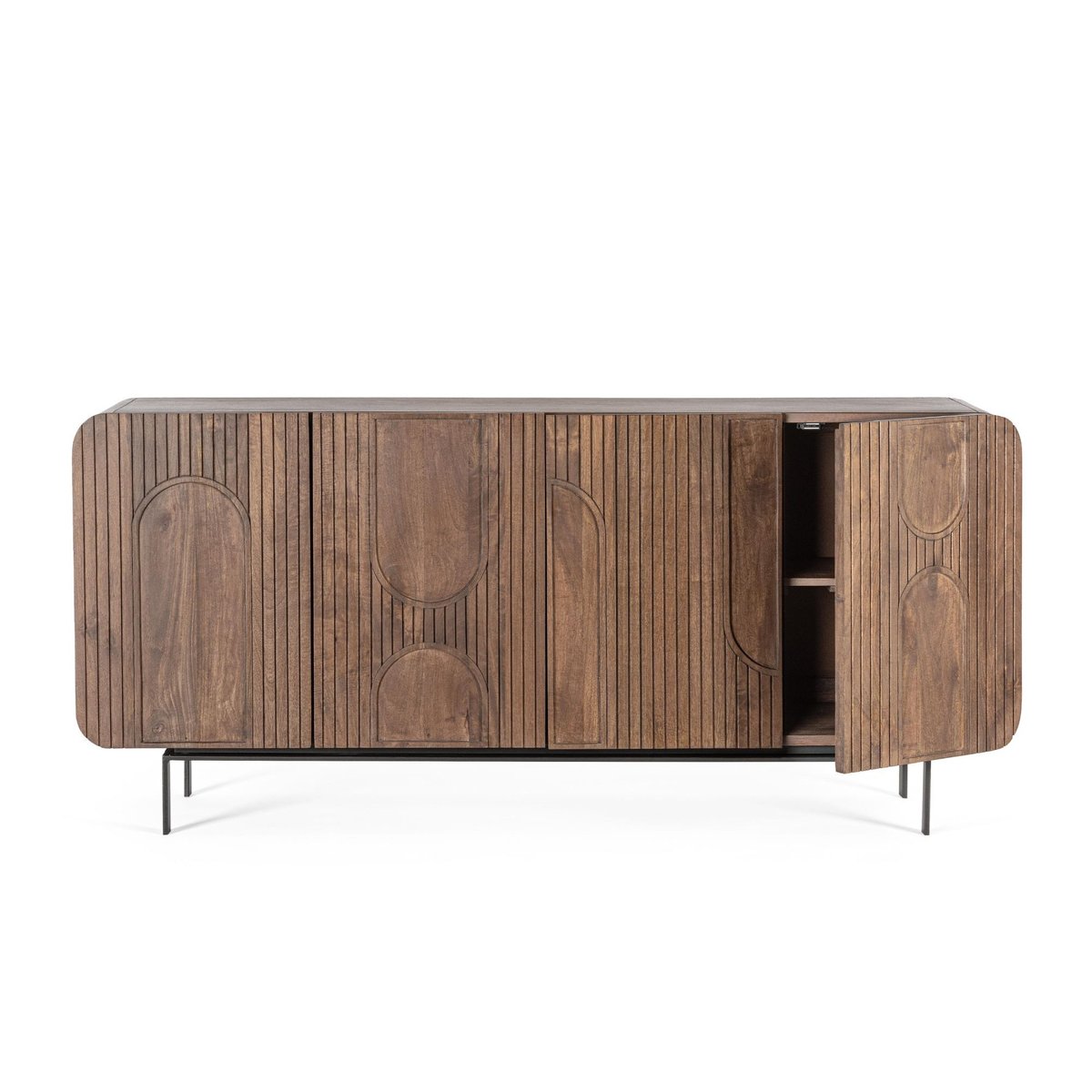 Buffet en bois de manguier 4 portes L180 - AGRA bois foncé, HELLIN, DEPUIS 1862