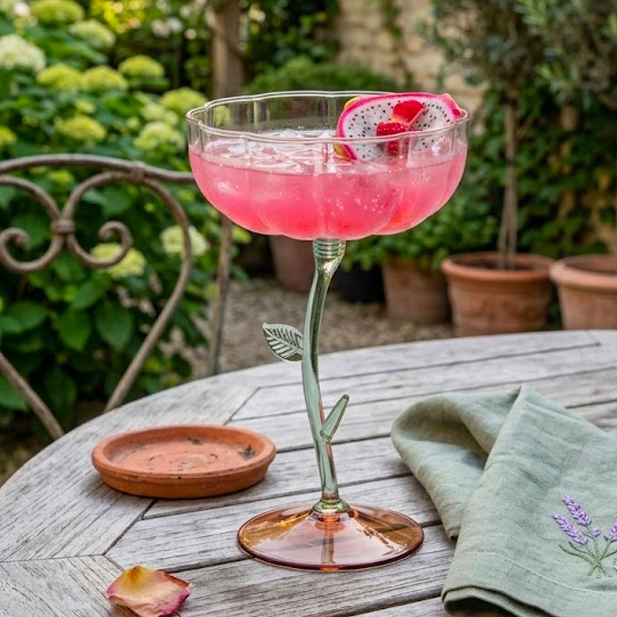 Verre à cocktail fleurs en plastique 24cl transparent, WADIGA