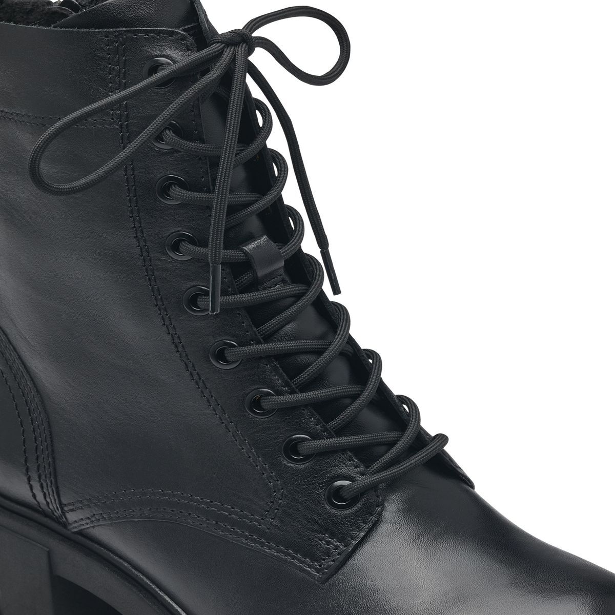 Bottine zippée noir cuir, TAMARIS