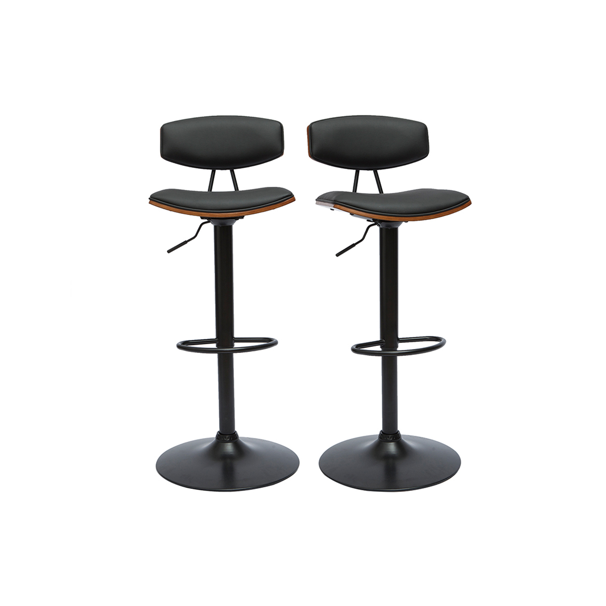 Tabourets de bar design réglables (lot de 2) VASCO noir, MILIBOO