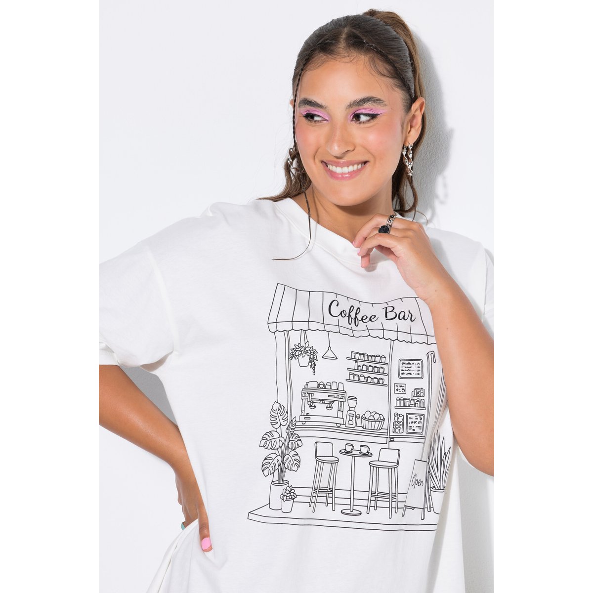 T-shirt, coupe oversize blanc cassé, STUDIO UNTOLD