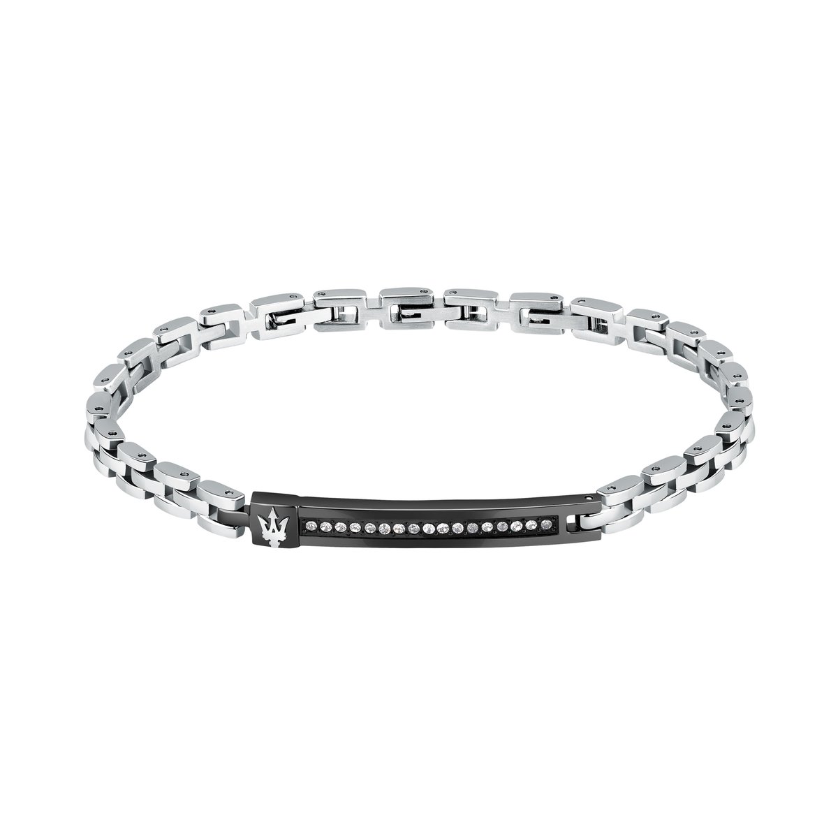 Bracelet acier, cristaux ICONIC argent, noir, MASERATI
