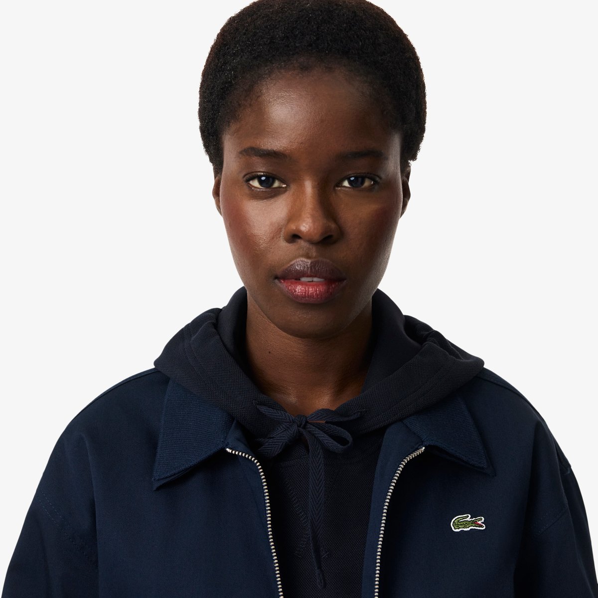 Veste gabardine stretch double col bleu-166, LACOSTE