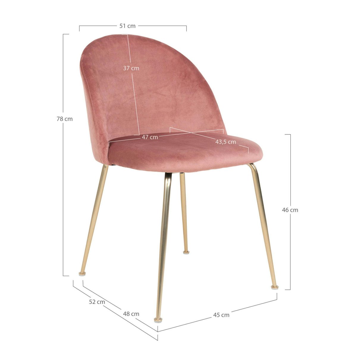 Chaise velours à dossier rond (lot de 2) MONTREUX rose, PIER IMPORT