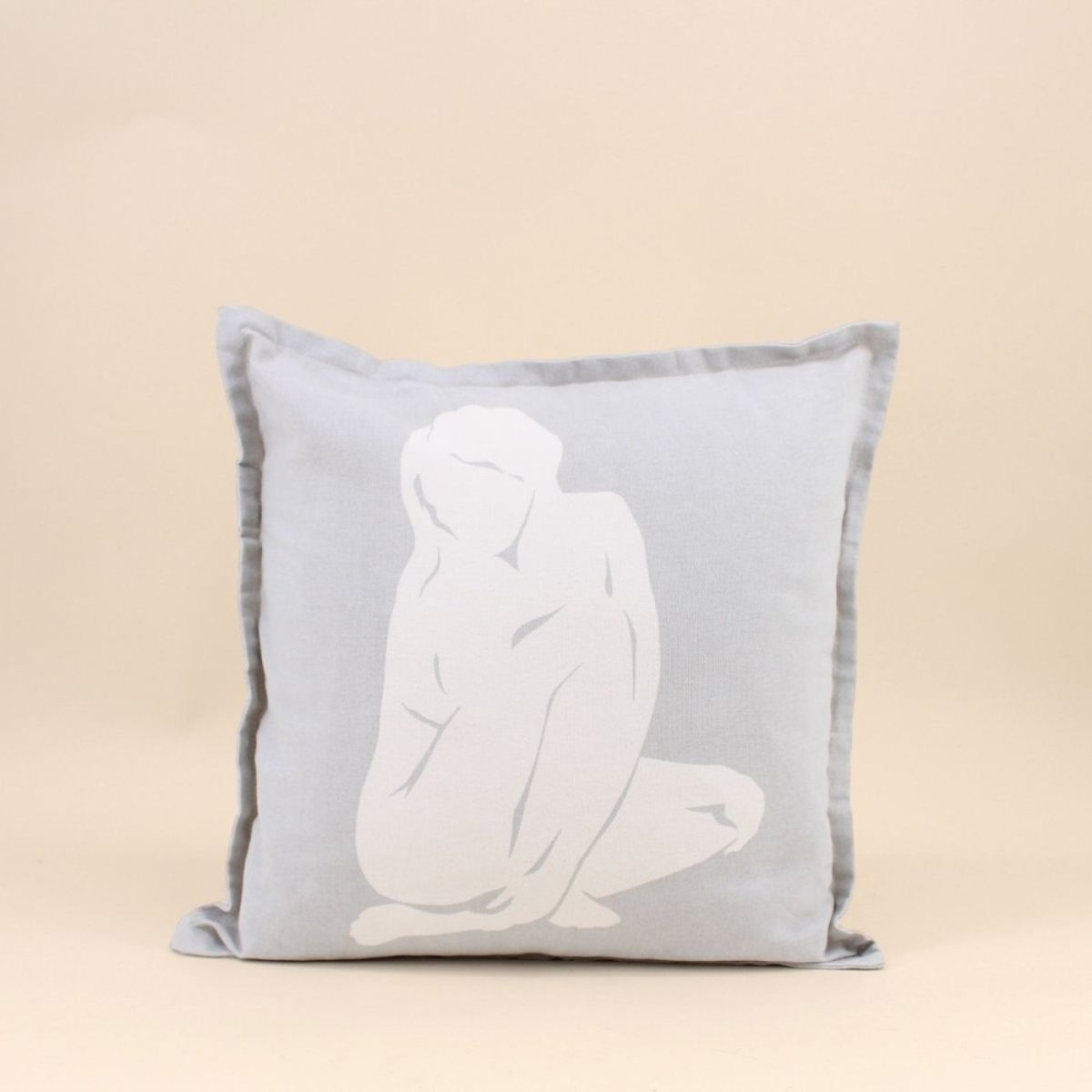 Coussin imprimé corps femme 40cm gris, ORNAMI