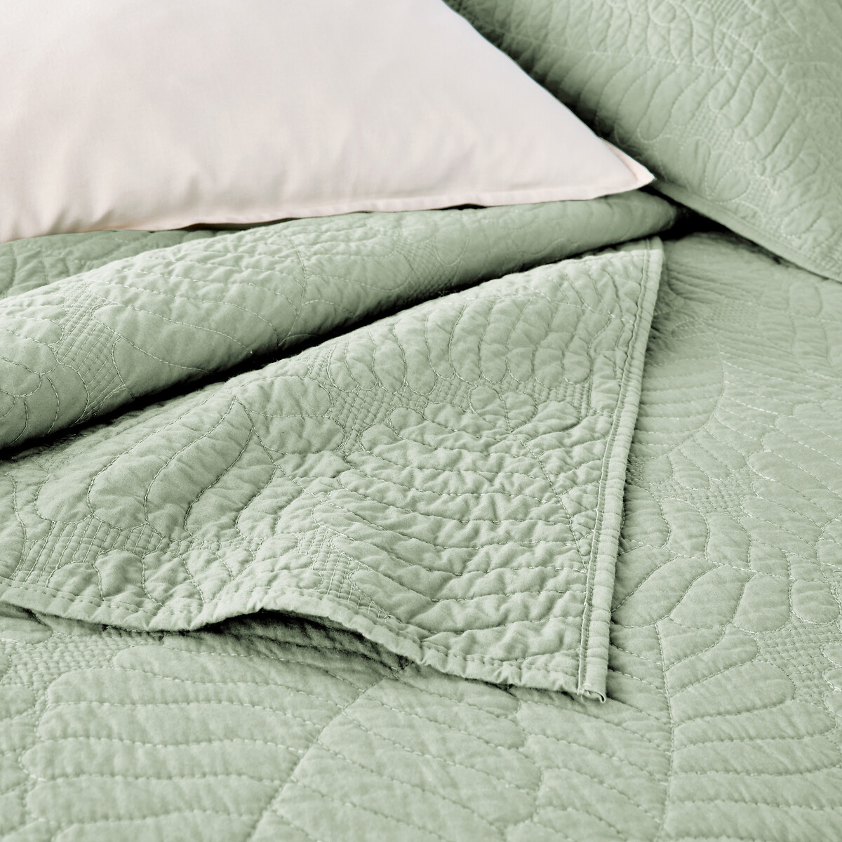 Couvre lit boutis matelassé coton Tropical vert d'eau, LA REDOUTE INTERIEURS