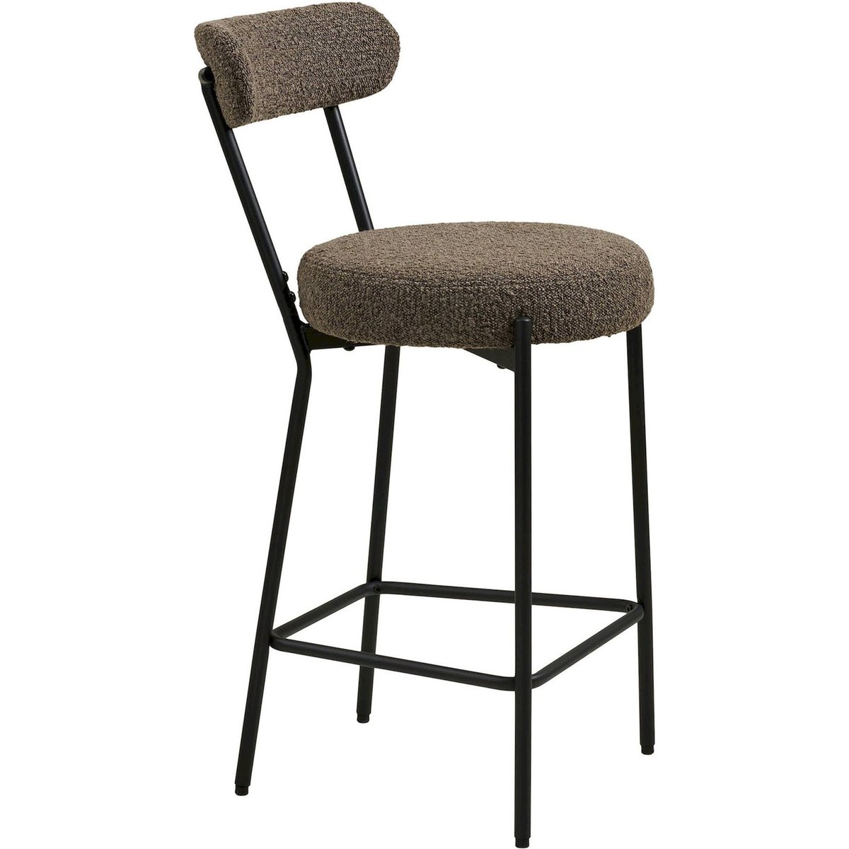 Tabouret de bar en tissu bouclé HOLSTELLY blanc bouclé et noir, RECOLLECTION