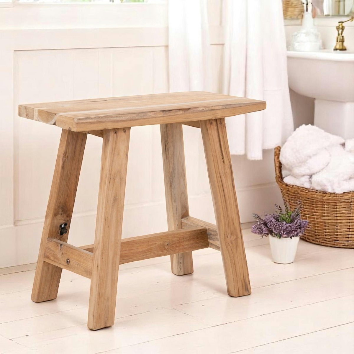 Tabouret en teck NARA bois naturel, PIER IMPORT