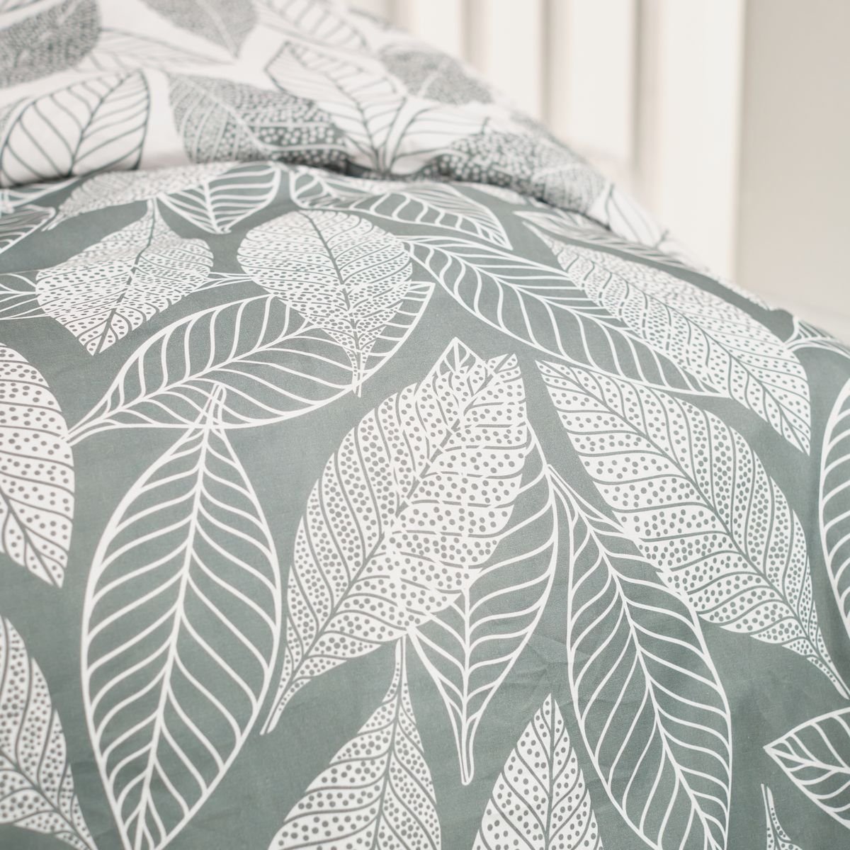 Parure de lit imprimé Floral coton FLANELLE gris, TODAY