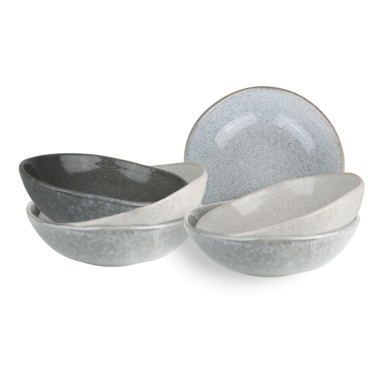 Lot de 6 assiettes creuses, ZAO gris, ARTIME