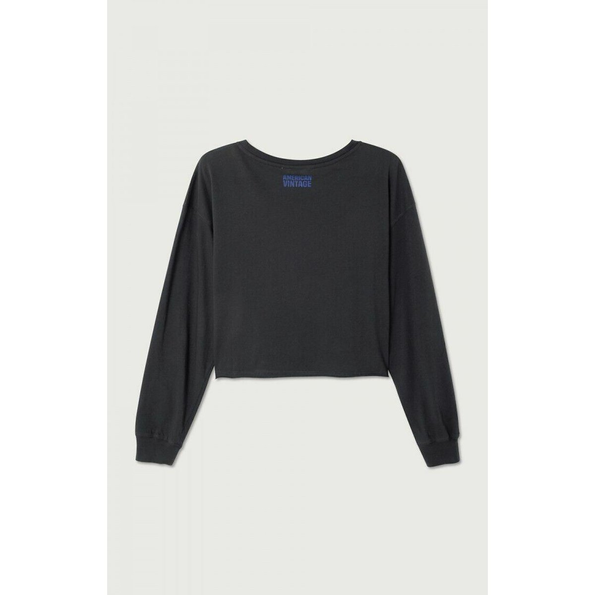 Apoly Crew Neck T-Shirt with Long Sleeves carbon, AMERICAN VINTAGE