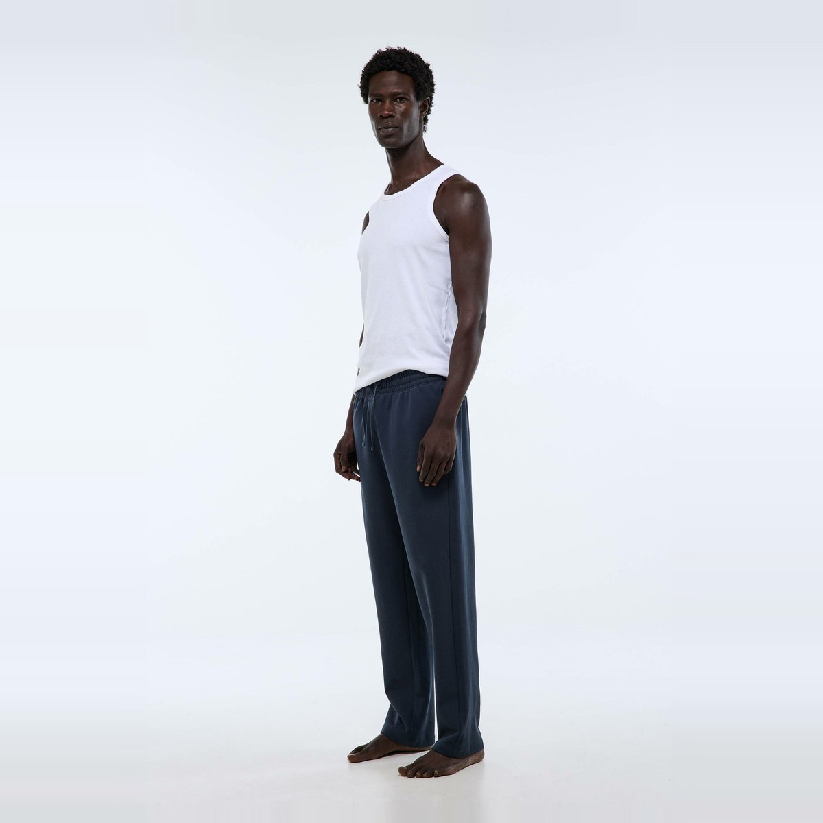 Pantalon molleton en coton BIO GOTS marine, MONOPRIX
