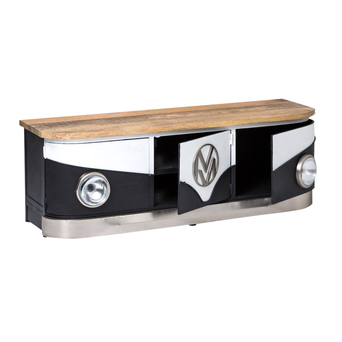 Meuble TV en métal COMBI noir, MADE IN MEUBLES