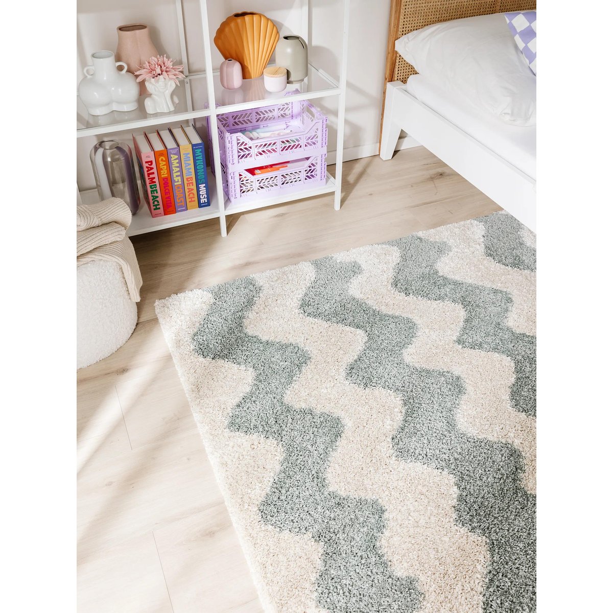 Tapis à poils longs LOUISE vert, BENUTA 