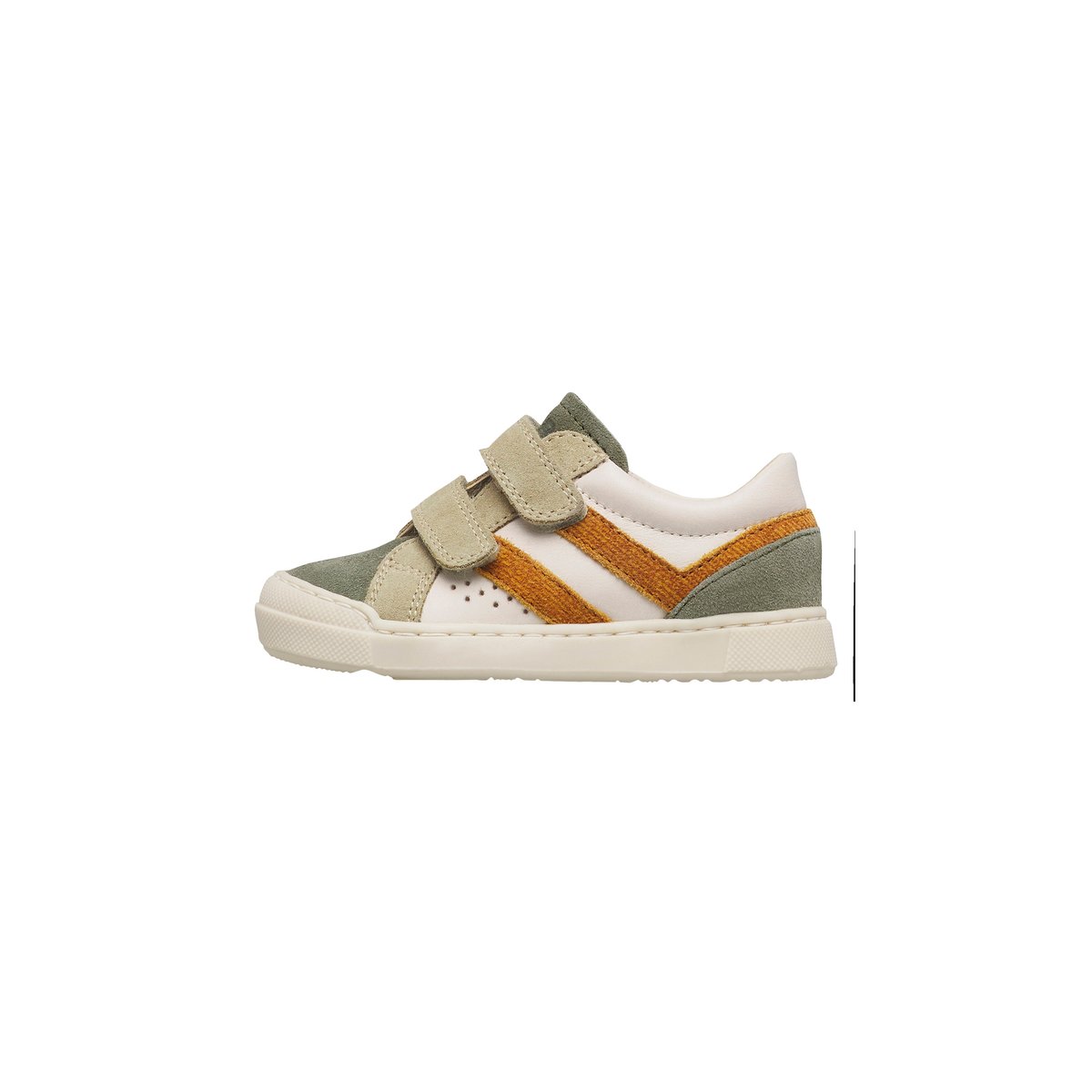Baskets en cuir et en daim ZYLKA VL vert-blanc crème, NATURINO