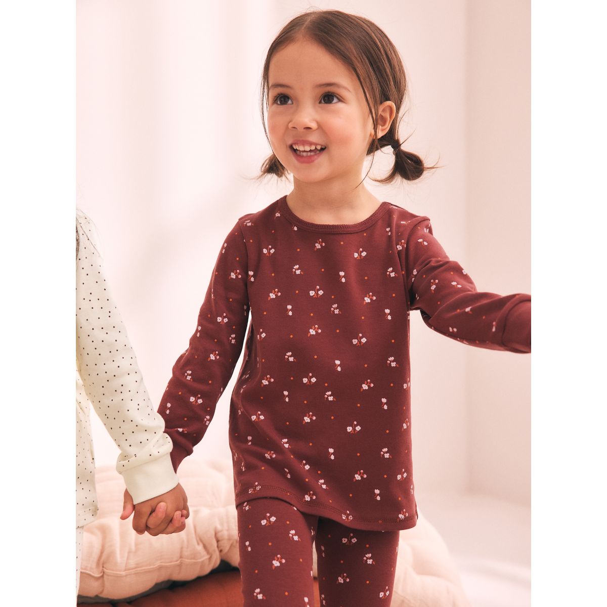 Pyjama douillet à petites fleurs, lot de 3 rose/brun, NEXT